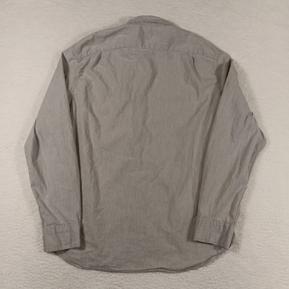 J Crew Shirt Mens Large Gray Chambray Long Sleeve Button Down Office Preppy